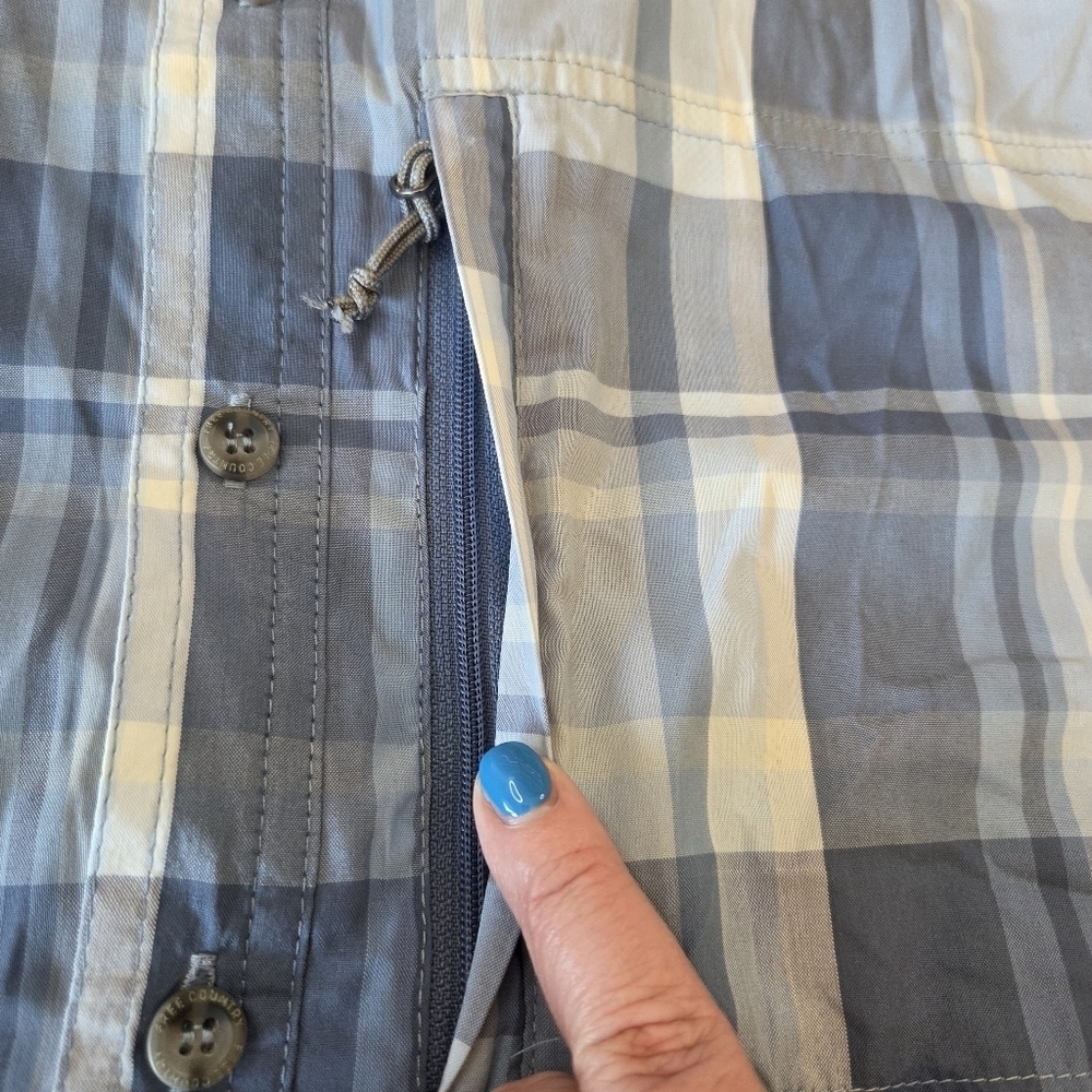 Men's Free Country Blue Plaid Short Sleeve Button-Down Shirt, Medium New Outdoor - Picture 4 of 10